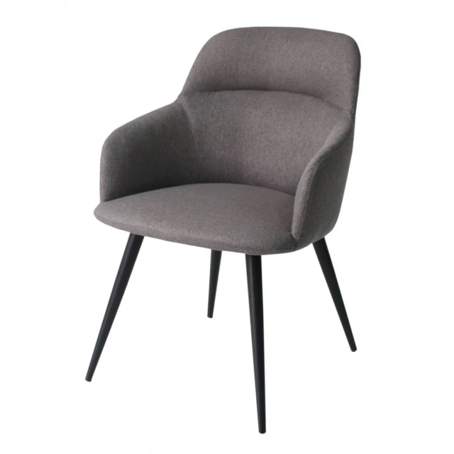 Black linen ergo modern dining chair with comfortable armrests and composite material flooring
