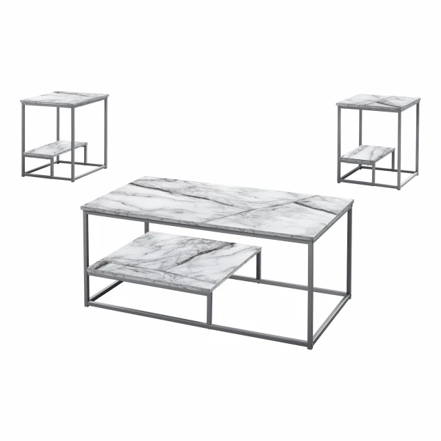 White rectangular coffee table with shelf for modern interior design