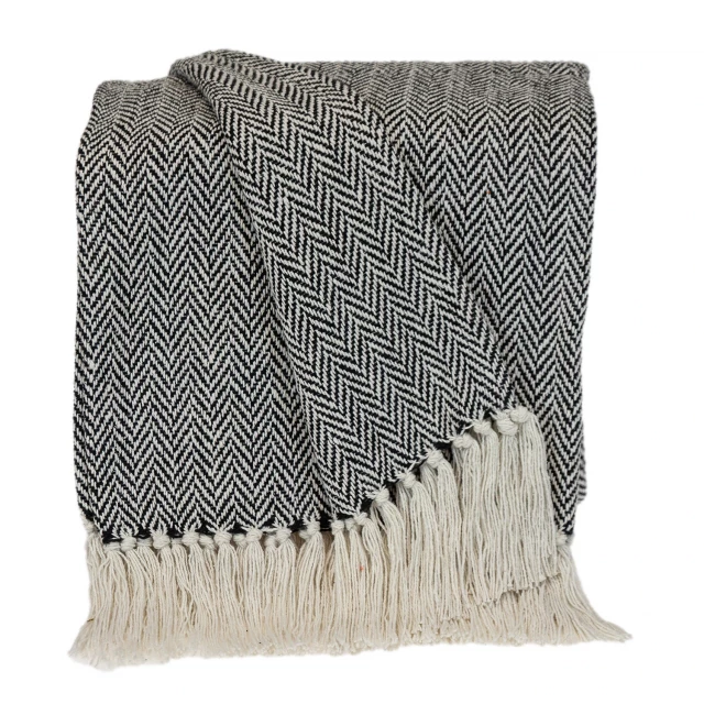 Collection transitional herringbone black rectangle throw featuring woolen pattern and fashion accessory details