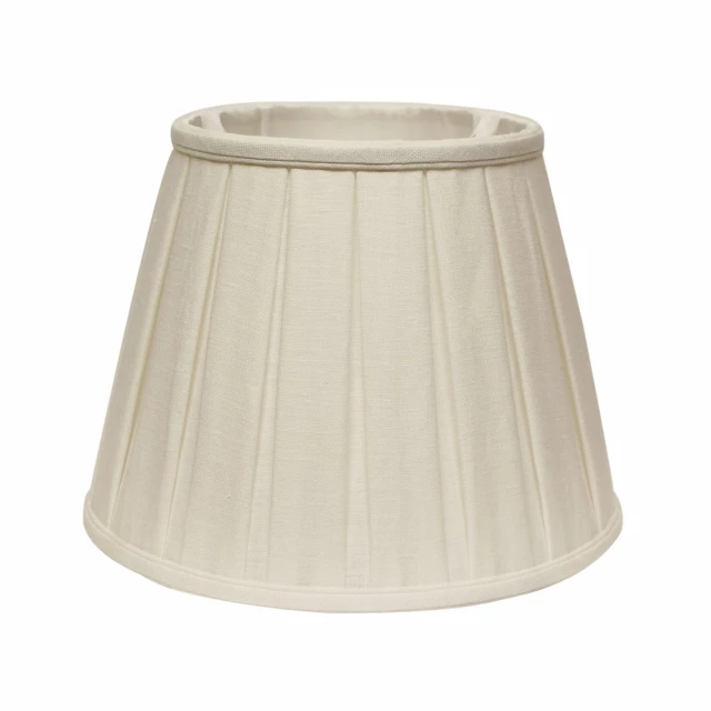 Slanted paperback linen lampshade with box pleat design in beige for elegant home decor