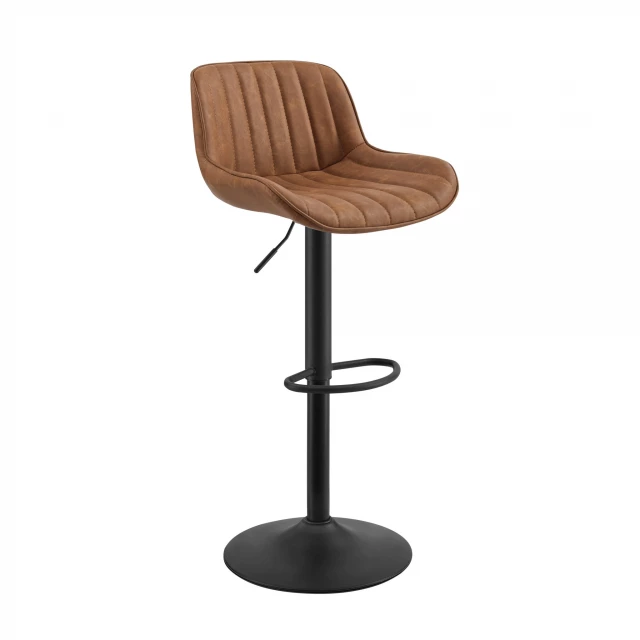 Low back adjustable height bar chairs with armrests and wood flooring for comfort and style