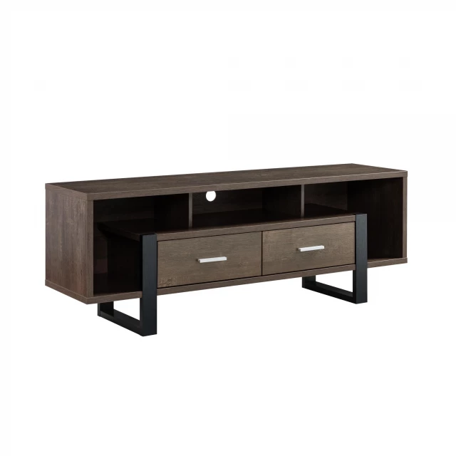 Wood cabinet enclosed storage TV stand with drawers and hardwood finish