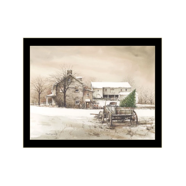Tree black framed print wall art with natural and architectural elements