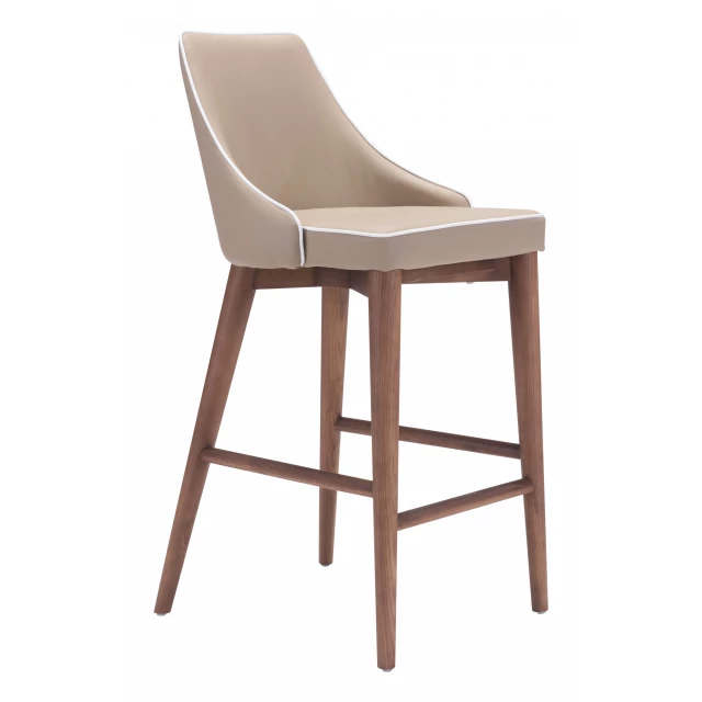 Low back counter height bar chair with wood and natural material in comfortable design