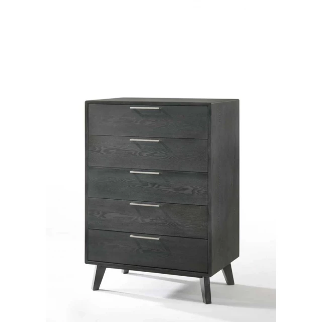 Solid wood chest with five drawers for bedroom storage