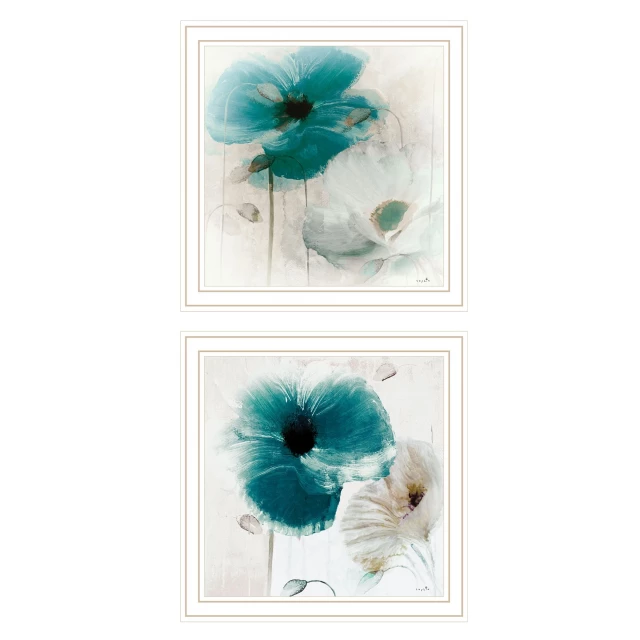 Poppy white framed print wall art featuring vibrant flower petals and lush leaves