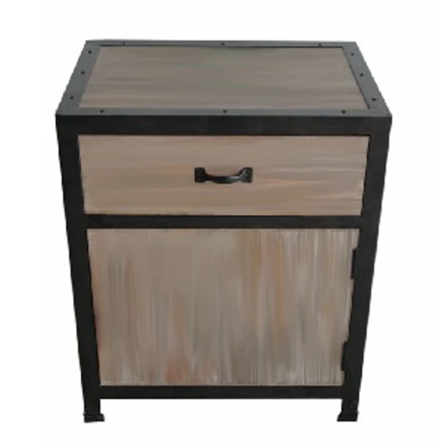 Brown solid wood end table with drawer and wood stain finish