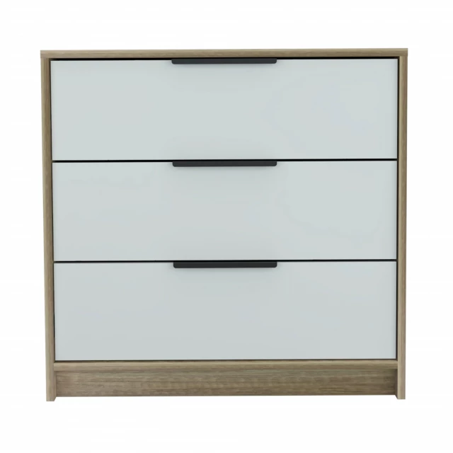 Oak white manufactured wood drawer dresser with sleek handles and spacious storage