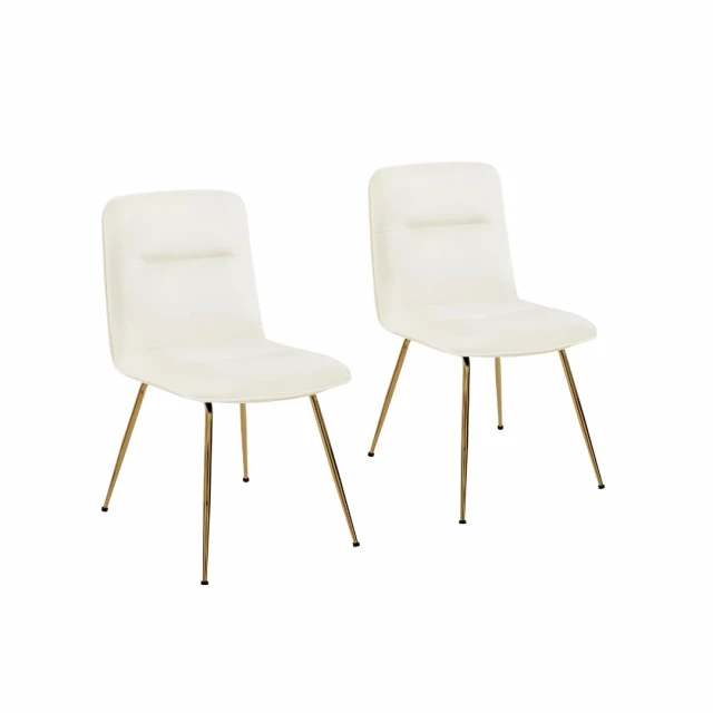 Gold upholstered velvet dining side chairs with wood and composite material