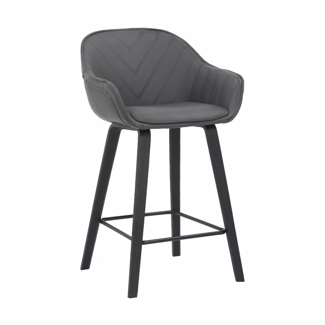Black iron counter height bar chair with comfortable rectangle seat in composite wood and metal frame
