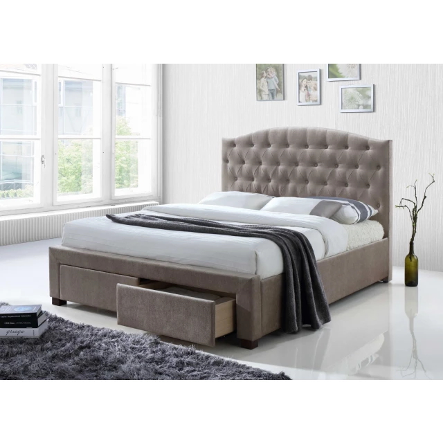 mink fabric king bed with storage features