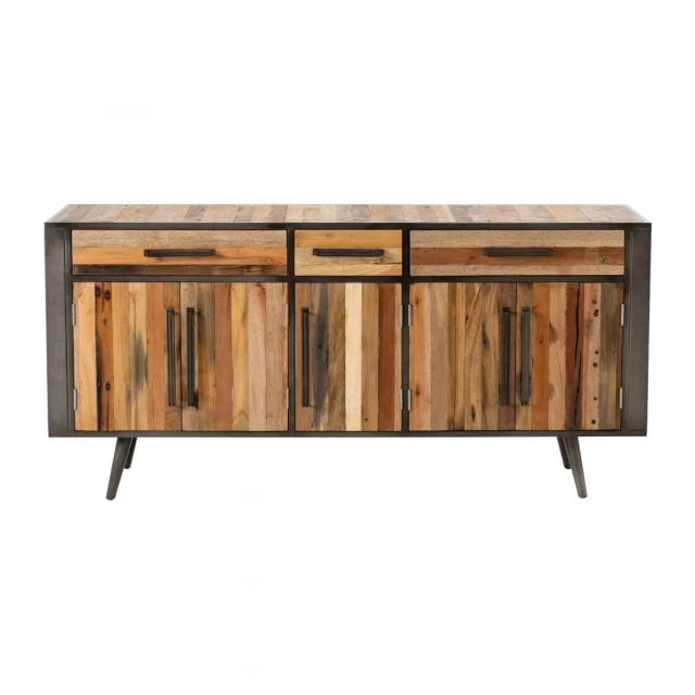 Modern rustic natural buffet server in wood with varnish finish and hardwood planks