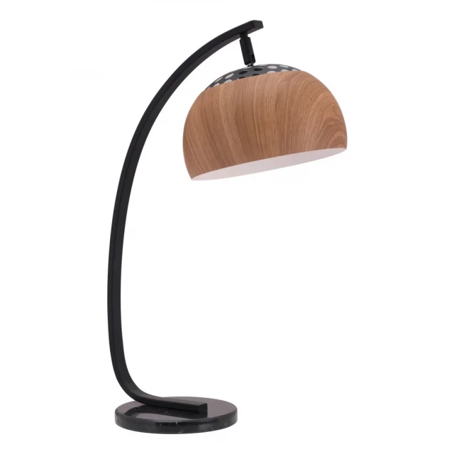bedside table lamp with brown dome shade wooden base and light fixture