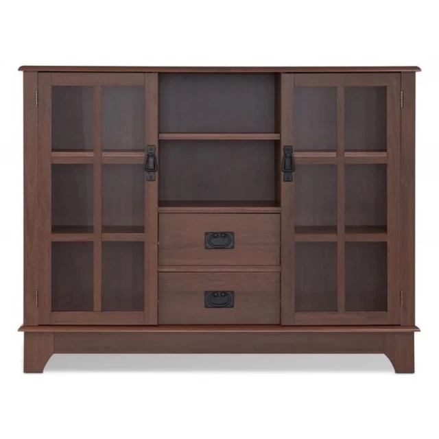 Walnut MDF cabinet with brown wood shelving and cupboard design