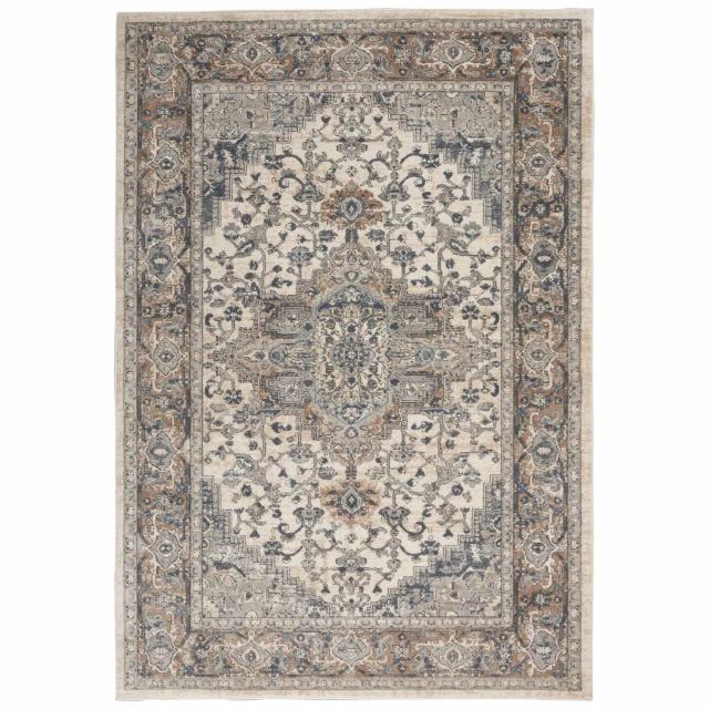 power loom non skid area rug in brown and beige rectangle design