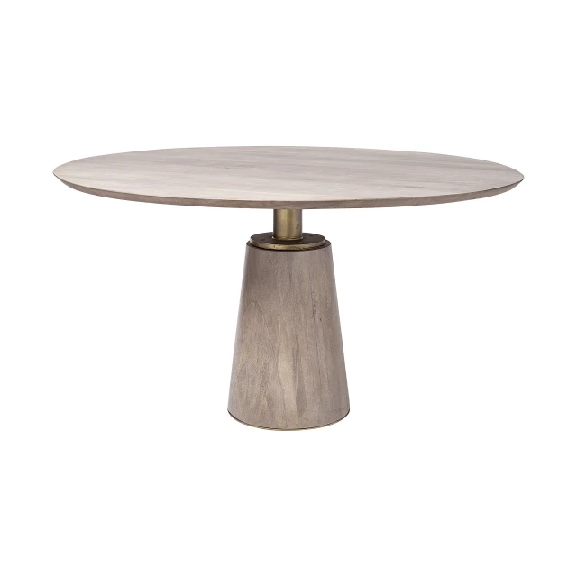 Wood gold metal base dining table with grey and beige rectangle top outdoor furniture