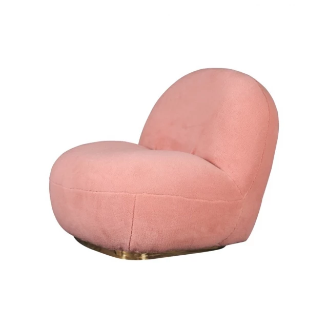 Pink Sherpa gold swivel lounge chair with comfortable plush fabric in shades of peach and magenta art design