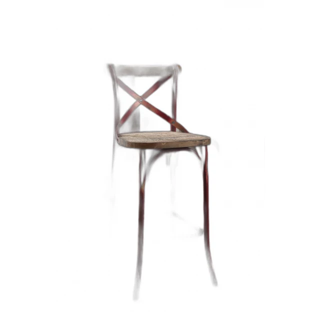 Brown red iron bar chair with wood accents in outdoor furniture setting