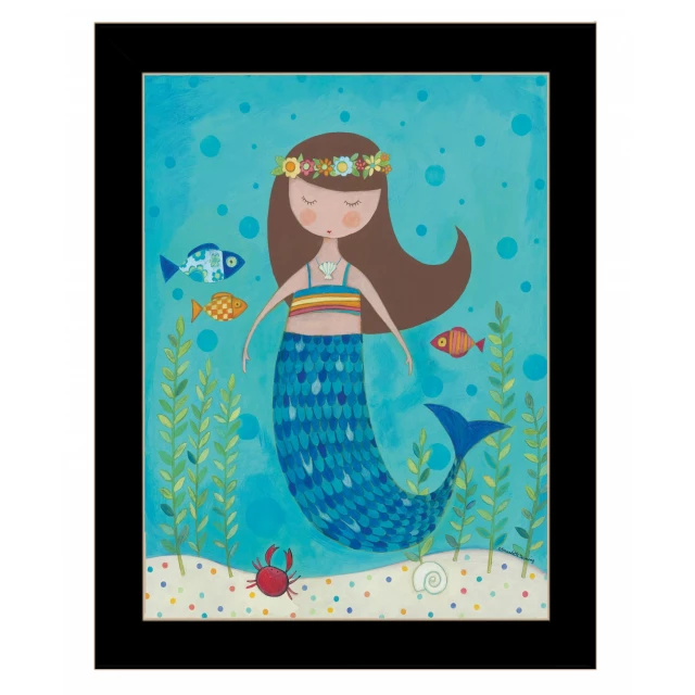 Sea black framed print wall art with aqua and electric blue patterns in a creative painting style