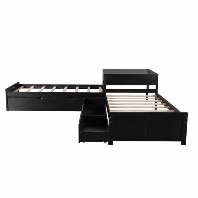 Espresso twin bed with trundle for space-saving sleep solution