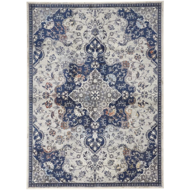 loom distressed stain resistant area rug with rectangle pattern and electric blue creative arts design