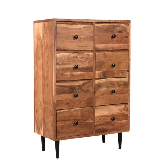 Brown solid wood eight drawer chest for bedroom storage