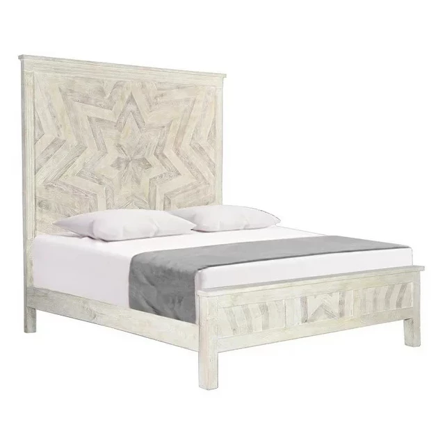 Wood King Geo Star White Bed in modern bedroom setting