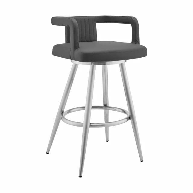Low back counter height bar chair with metal and wood design