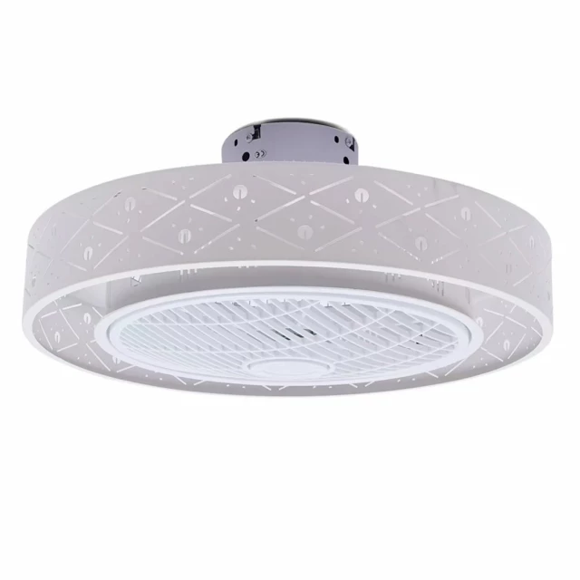 contemporary ceiling fan light with metal fashion accessory and magenta circle design
