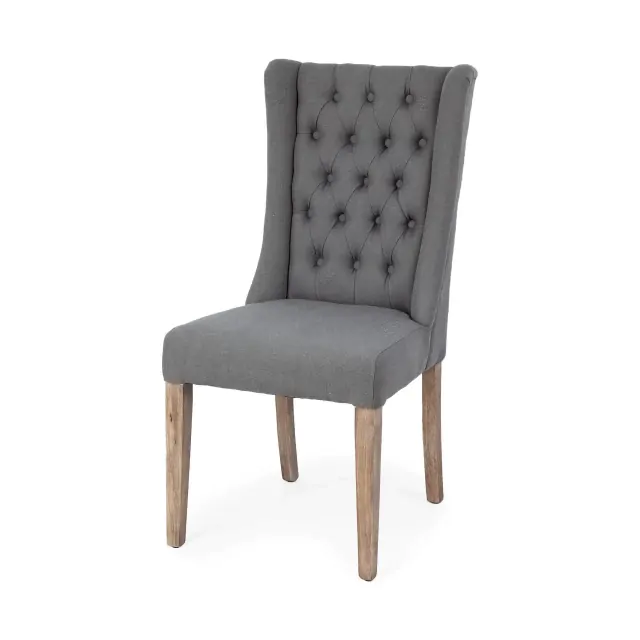 Gray Plush Linen Covering With Ash Solid Wood Base Dining Chair Gray Plush Linen Covering With Ash Solid Wood Base Dining Chair