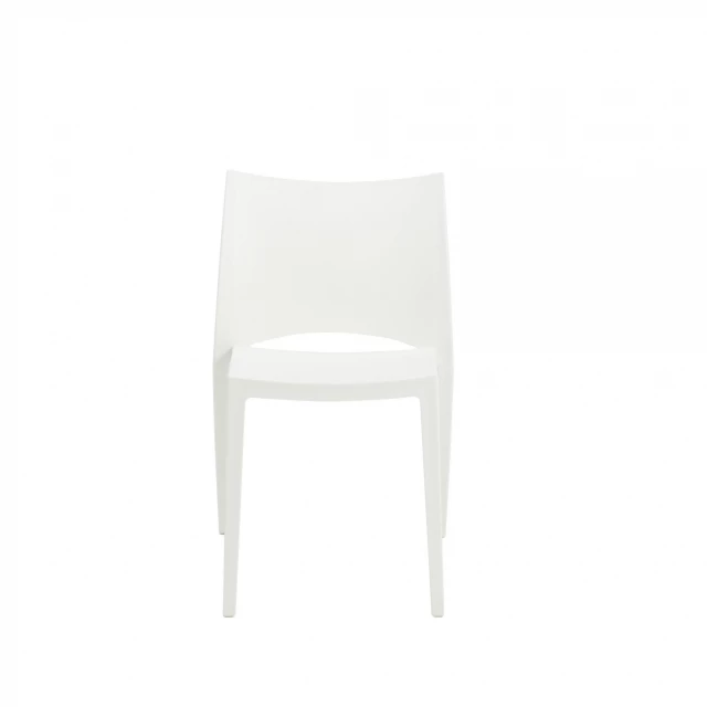 White stacking chairs for indoor or outdoor use featuring wood comfort and hardwood flooring