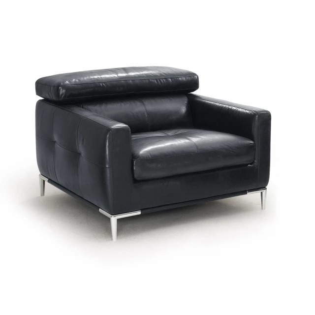 Genuine leather silver solid lounge chair in a comfortable studio couch design with armrests