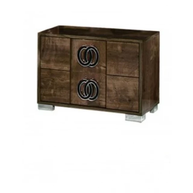 Modern MDF veneer nightstand with chrome accents and hardwood finish