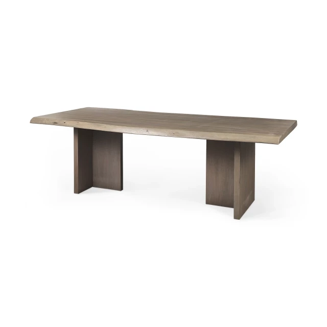 Live edge natural wood dining table with outdoor and indoor versatility