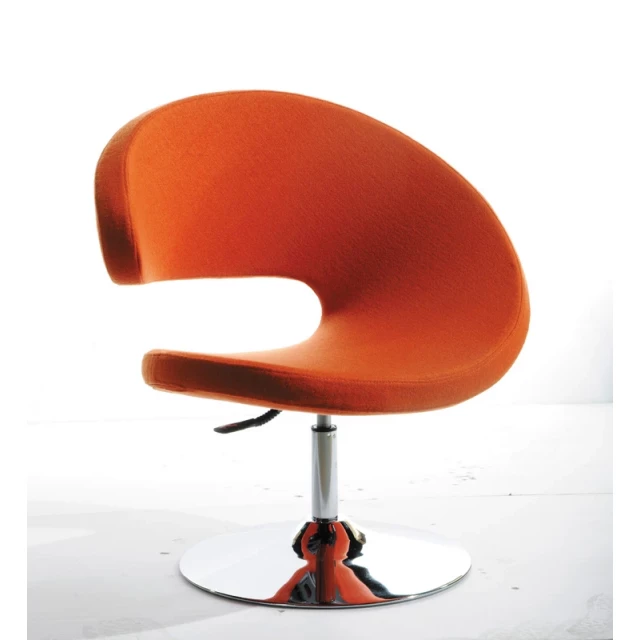 Orange fabric polyester wool lounge chair with modern design elements