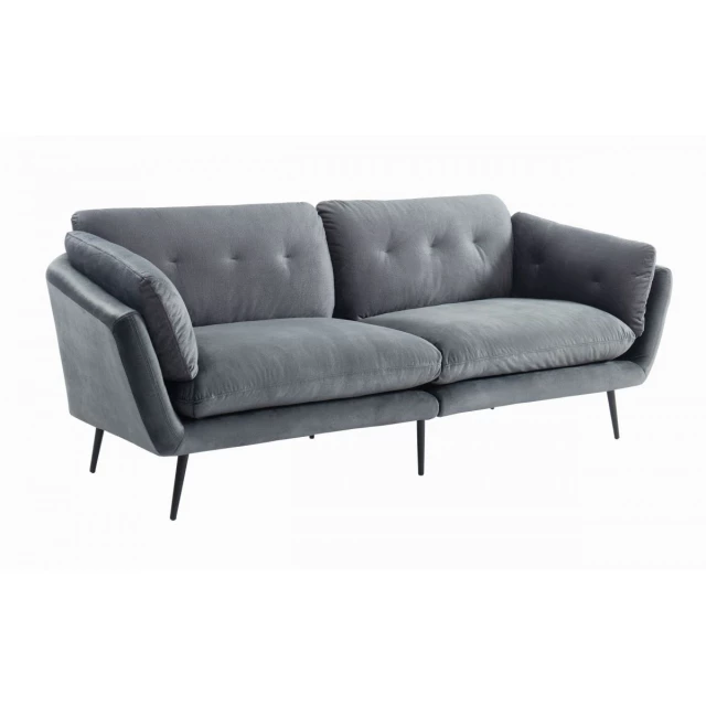 Dark grey black sofa with comfortable studio couch design in a modern style