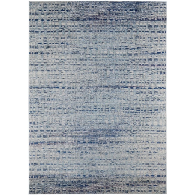 power loom stain resistant area rug with azure and aqua rectangle pattern