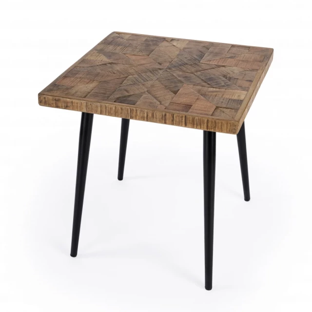 Brown solid wood square end table for living room or patio space