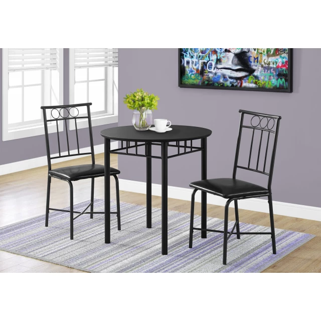 Leather look foam metal pieces dining set with table chairs and modern interior design elements
