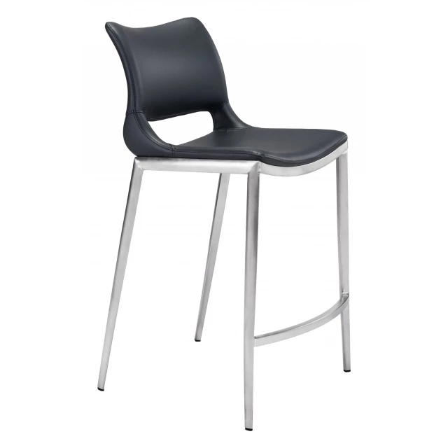 Low back counter height bar chairs with metal and plastic composite material