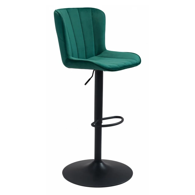 Low back counter height bar chair in white and green with rectangle shape and electric blue accents