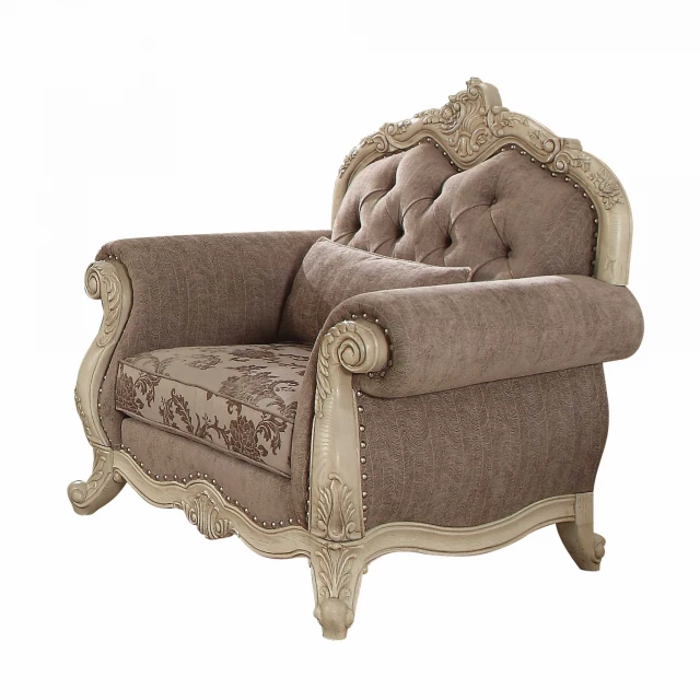 pearl fabric damask tufted chesterfield chair with armrests and wicker details for comfortable seating