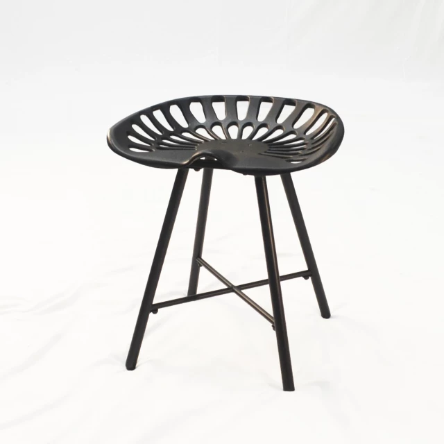 Black iron backless bar chair with metal comfort and outdoor furniture style