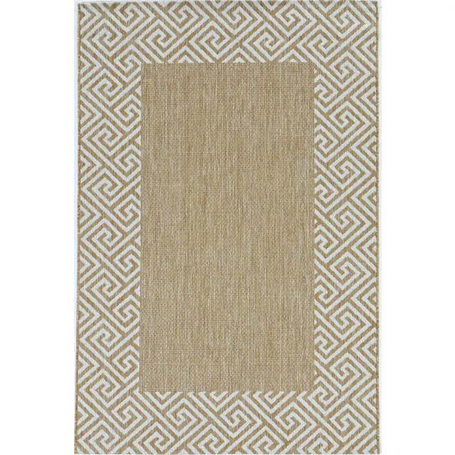 5'X7' Ivory Machine Woven Uv Treated Greek Key Bordered Indoor Outdoor Area Rug 5'X7' Ivory Machine Woven Uv Treated Greek Key Bordered Indoor Outdoor Area Rug