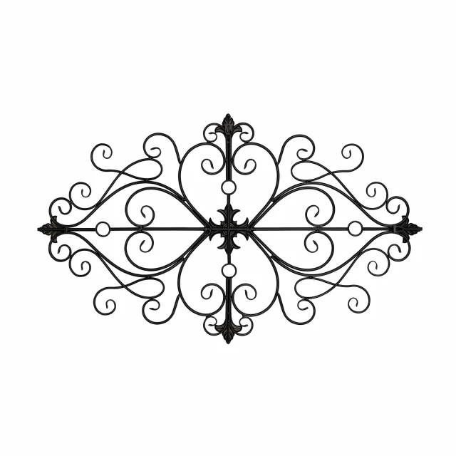 black traditional metal scroll wall decor with symmetrical pattern and creative arts design