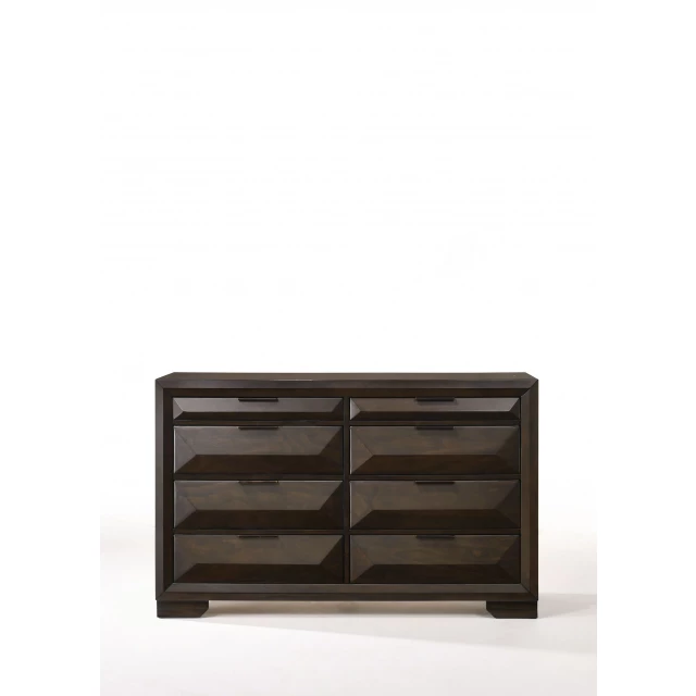 Espresso rubber wood dresser in minimalist design