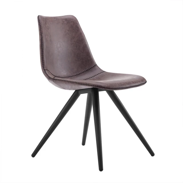 Brown modern dining chairs made of wood and metal with fashion accessory design elements