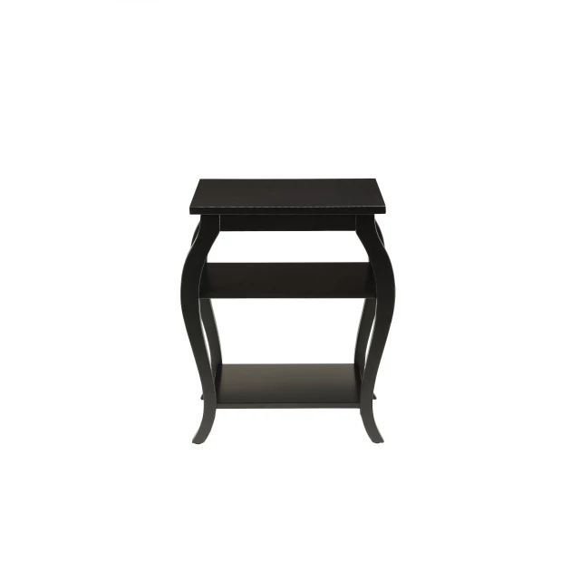 Finish bow leg square end table with wood rectangle top and rolling chair