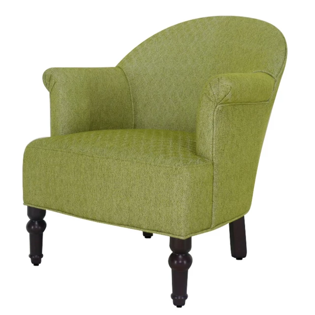 Green polyester blend solid armchair with comfortable armrests on grass outdoor setting