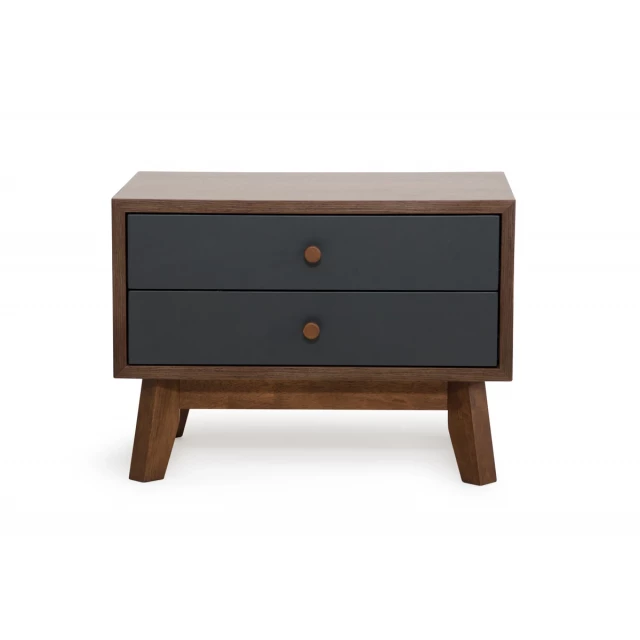 Grey walnut finish nightstand with drawer and wood stain